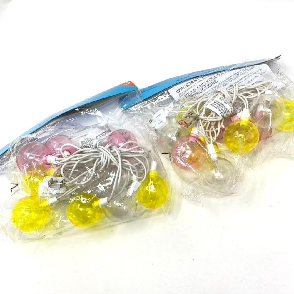 Ball String Lights Yellow Pink Clear 4.9 Feet Indoor Outdoor 2 Packs. A1
